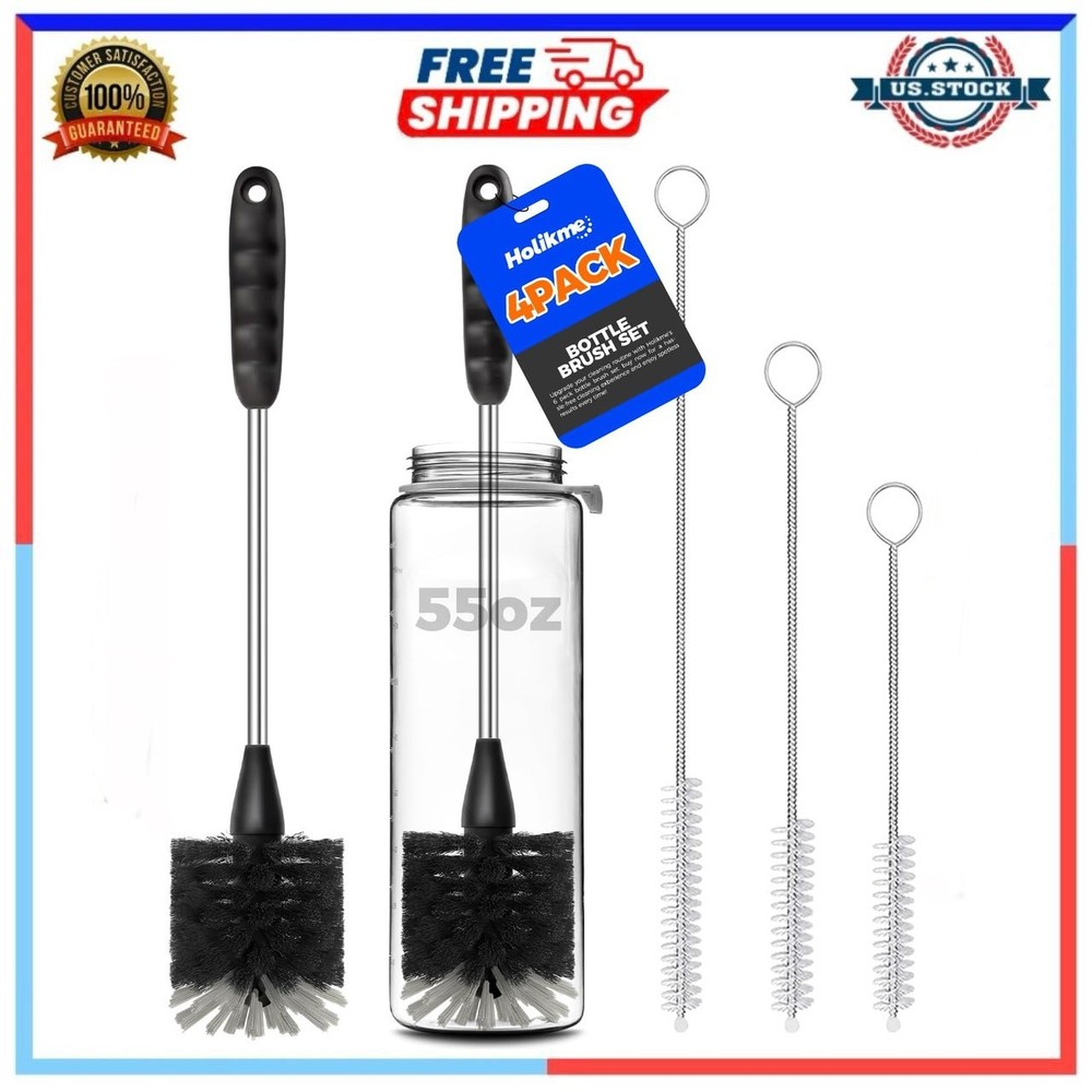 14 Inch Stainless Steel Bottle Brush Set with 3 Straw Cleaners