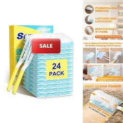 JOYMOOP Disposable Duster 2 Handles 24 Ct Blue Heavy Duty Refills for Swiffer