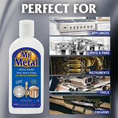 Metal Polish Liquid, Multipurpose Cleaner, Tarnish Remover, 8 oz
