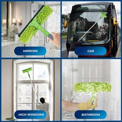 Professional Window Squeegee for Window Cleaning, 2 in 1 Rotatable Window Cle…