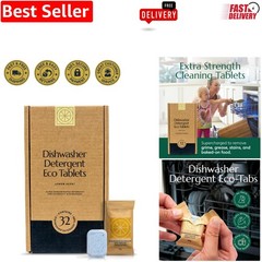 Septic-Safe Lemon Fresh Dishwasher Pods – 32 Eco Tabs for Effortless Cleaning