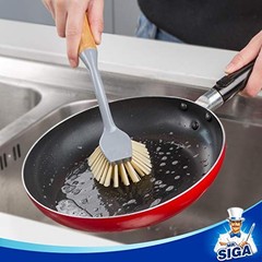 MR.SIGA Bamboo Handle Dish Brush Scrubber 2 Pack