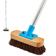 Heavy Duty Deck Brush with Long Handle – 60″ Floor Scrub Brush with Stiff Nat…