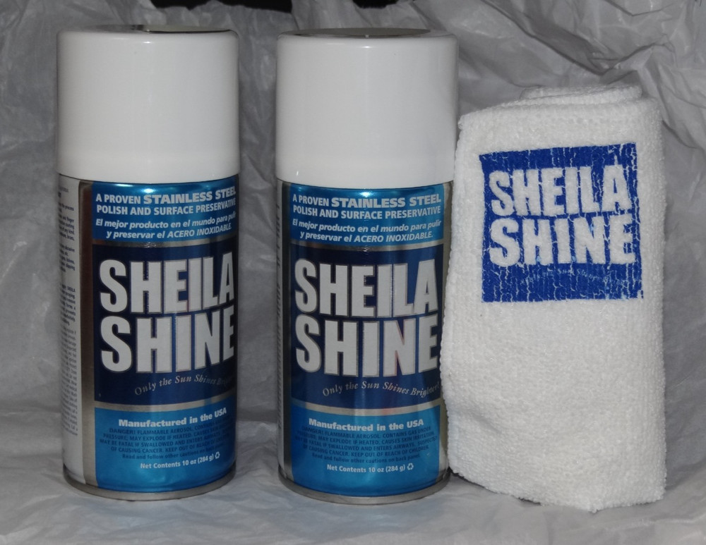 Lot of 2 NEW Sheila Shine Stainless Steel Cleaner & Polish w/ cloth 10 oz each