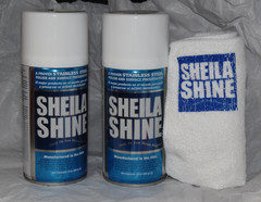 Lot of 2 NEW Sheila Shine Stainless Steel Cleaner & Polish w/ cloth 10 oz each