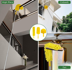 Plumero Telescópico 17FT Microfibra Para Techo Alto Ventilador Y Hogar