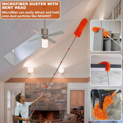 20 Ft+ High Reach Cleaning Tool Kit – Microfiber Feather Ceiling Fan Duster & Co