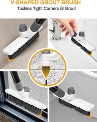 3 in 1 Floor Scrub Brush with Long Handle 55″ Push Broom Stiff Bristle Scrubber