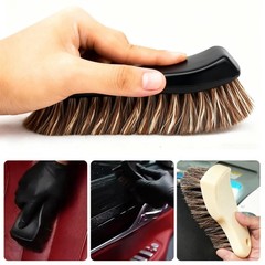 Leather Cleaning Brush for Car Interior, Long Bristle Horse Hair Vehicle Leat…