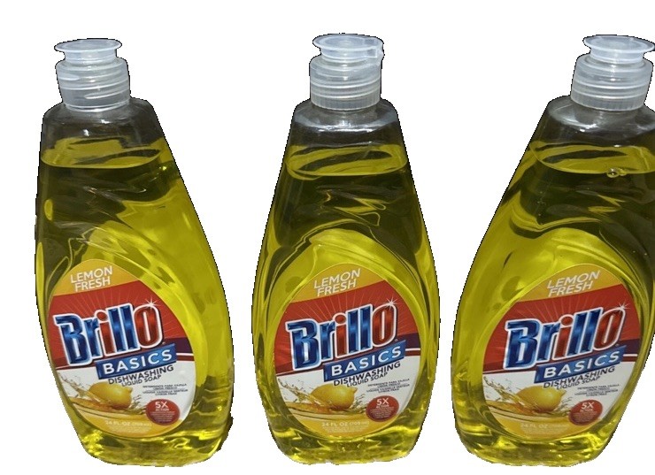 Lot Of 3 Brillo Basics Dish Soap Lemon Fresh Liquid Dishwashing Detergent 24 oz