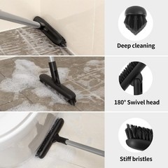 MR SIGA Heavy Duty Grout Scrub Brush with Long Handle Shower Floor Scrubber for