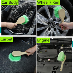 Wheel Rim & Tire Brush Set, Soft & Stiff Bristle Wash Cleaning Supplies Kit