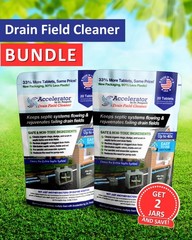 2-Pack BUNDLE of Drain Field Cleaner Tablets of Tough Clogs, Scum, Sludge & FAST