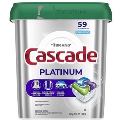 Cascade Platinum Dishwasher Pods 59 Count Powerful Cleaning Scrub with Dawn