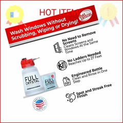 Full Crystal Window Cleaning Kit – 4 oz Glass Cleaner and Bottle with 27 ft Reac