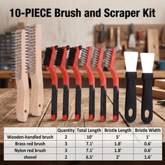 10 Piece Wire Brush Set For Rust Paint Removal Metal Slag And Grill Cleaning…