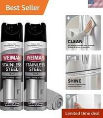Stainless Steel Cleaner & Polish, 2 Pack Aerosol, Anti Fingerprint Spray Stai…