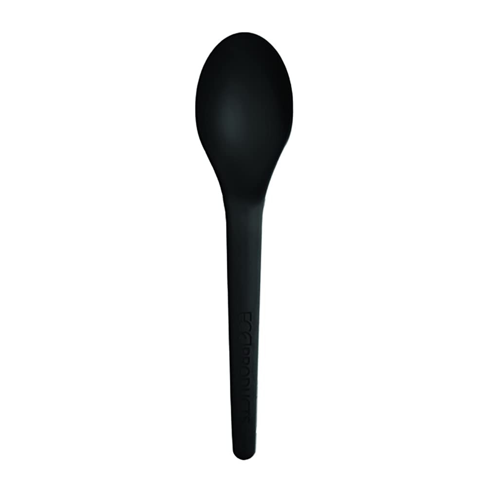 Eco-Products Compostable CPLA 6″ Plastic Spoons, Case of 1000, Disposable Blac