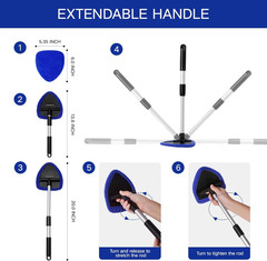 7Pcs Windshield Cleaner Tool Car Window Cleaning Wash Kit with 4 Reusable Microf