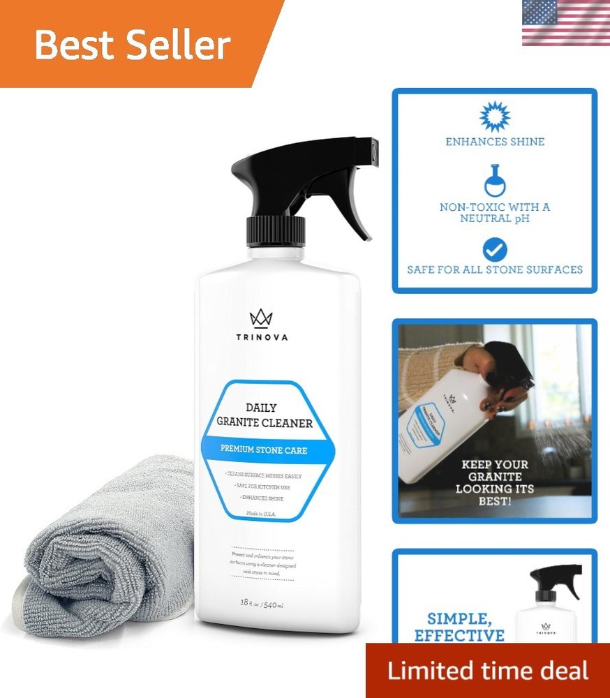 Complete Stone Care with Granite Cleaner & Polish – 18 fl oz, Includes Towel