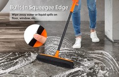 JEHONN Rubber Broom Carpet Rake for Pet Hair Remover, Fur Removal with Squeeg…