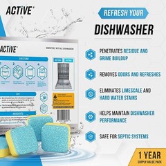 24 Dishwasher Cleaner And Deodorizer Tablets Pack Deep Cleaning Pods