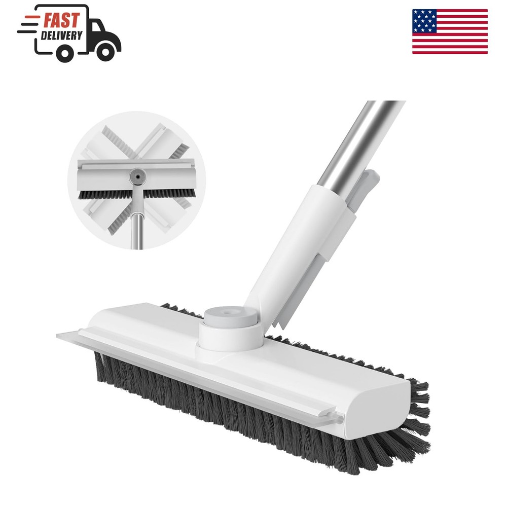 Heavy-Duty Stiff Bristle Floor Scrub Brush with Adjustable Handle – 12″x50″