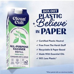Clean Cult Lemon Verbena All Purpose Non Toxic Cleaner Refill Eco Friendly, 32oz
