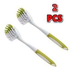 2 Pcs Scrub Brush Set for Dish Sink Pot Pan with Stiff Bristles Yellow Green