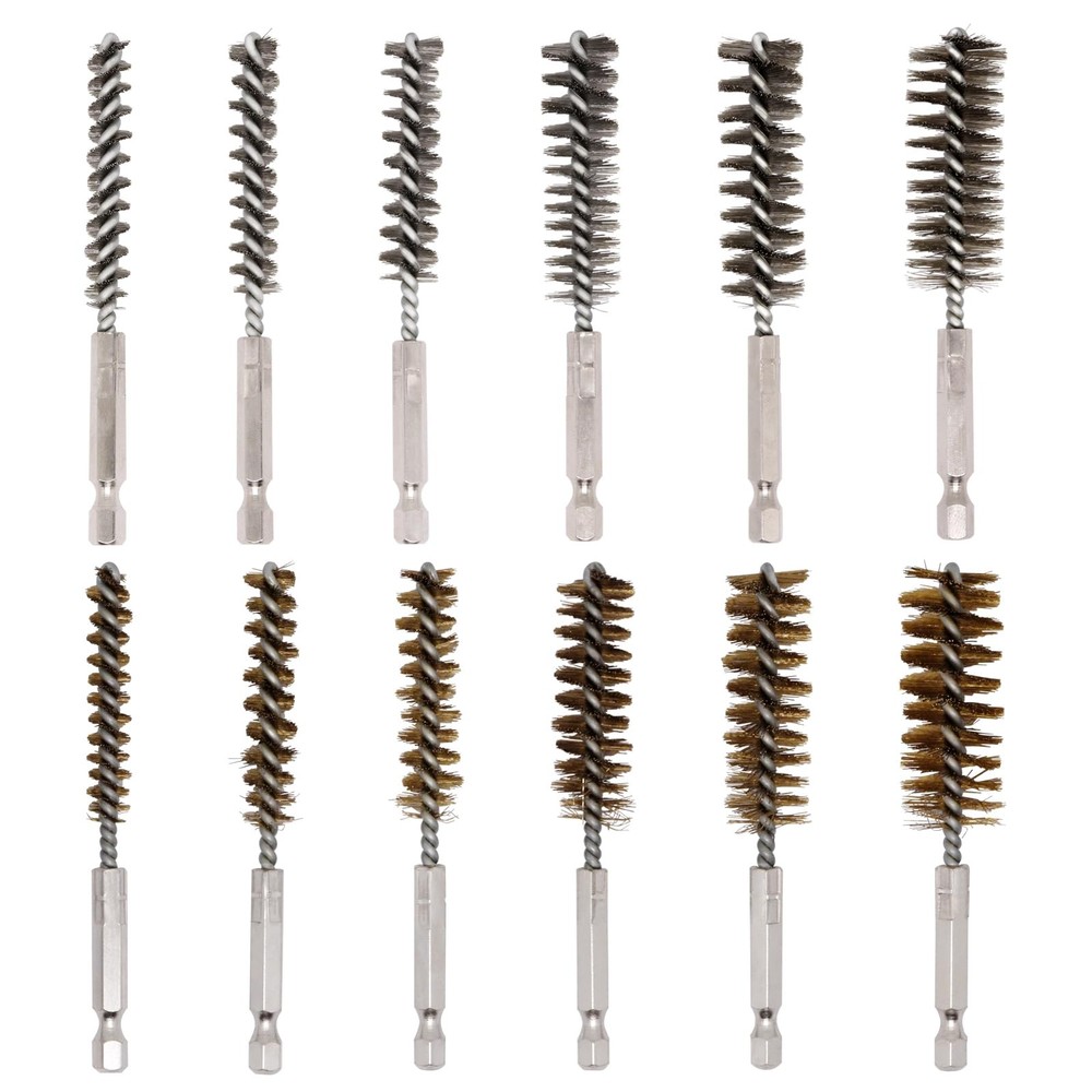 12pcs Bore Brush for Drill, 1/4″ Hex Shank Stainless Steel Twisted Wire Brush…
