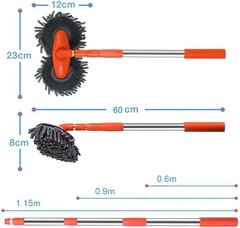 Dual Head Car Wash Cleaning Brush Telescoping Long Handle Chenille Cleaning Mop