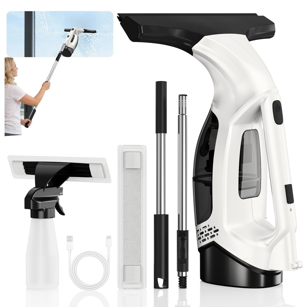 Window Vacuum Squeegee with Extendable Pole 31-40″, 2000Pa Electric Window Cl…