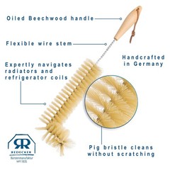 Natural Pig Bristle Radiator Brush with Oiled Beechwood Handle, 18-1/2-Inches