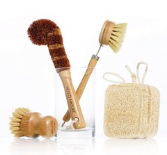 Plant-Based 6pcs Kitchen Brush Set by , Sustainable & Biodegradable Natural F