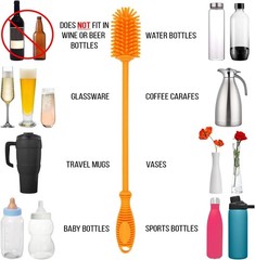 12.5” Silicone Bottle Brush with 2 Straw Cleaners – Ideal for Insulated Bottles