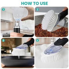 Soap Dispensing Dish Brush, Dish Scrub Brush with Soap Dispenser, Dish Soap B…