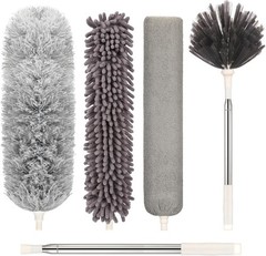 Extendable Microfiber Duster 30-100 Inches with Bendable Head & Brushes Kit