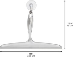 Plastic Bath Squeegee for Glass with Suction Hook Holder – 12″, Clear