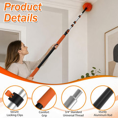 30FT Reach High Ceiling Duster Kit, Window Cleaning Kit with 5-24FT Extension Po