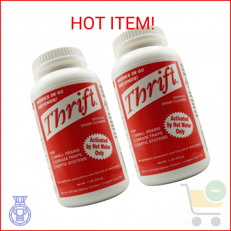 Thrift T-100 Odorless Drain Cleaner – Hot Water Activated Drain Cleaner for Smal