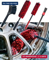 Professional 4 Pack Long Handle Wheel Brush Kit for Cleaning Wheel and Tire- 2X