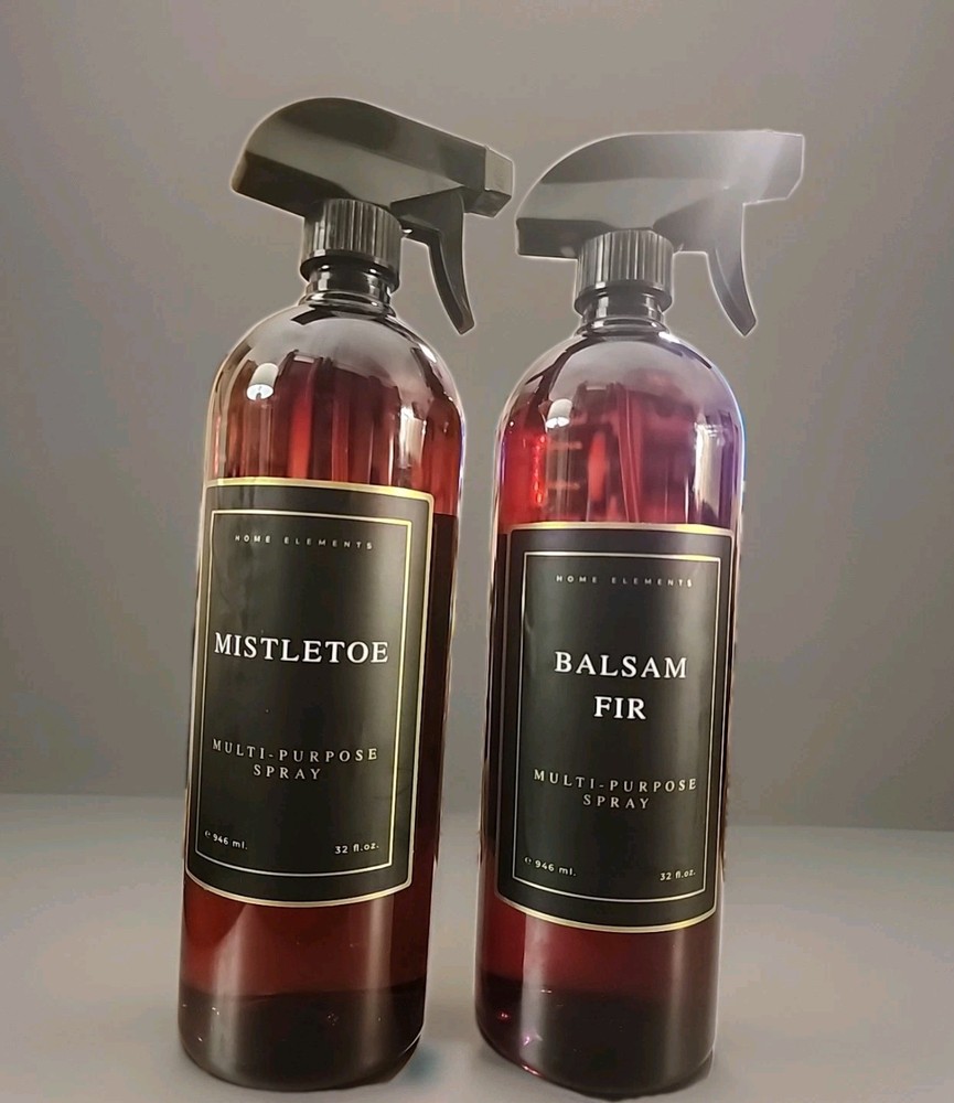 Lot of 2 HOME ELEMENTS JUMBO Multi Purpose Sprays Balsam Fir & Mistletoe 32oz ea