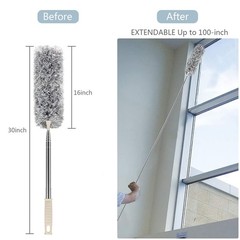Duster with Extension Pole, 30-100 Inch & Bendable Microfiber Duster Head