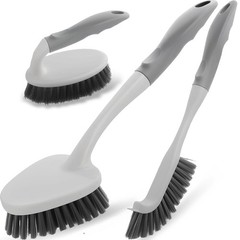 3 Pack Heavy Duty Scrub Brush Set for Household Use, Long Scrub Brush, Handheld
