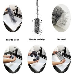 Microfiber Duster with Telescoping Extension Pole(30-100 Inches) Kit, 4 Clean…