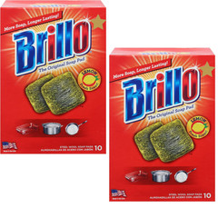 10 PADS -Brillo Steel Wool Scouring Soap Pad Lemon Scent Pots Pans Grills Dishes
