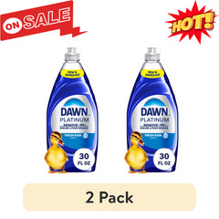 2 Pack Dawn Platinum Dish Soap Fresh Rain Scent 30oz Dishwashing Liquid