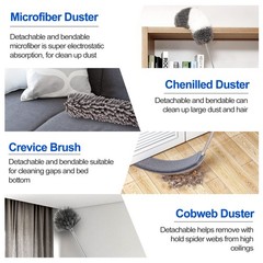 Microfiber Duster Kit (11PCS) – Washable Dusters with Extension Pole (30 to 1…