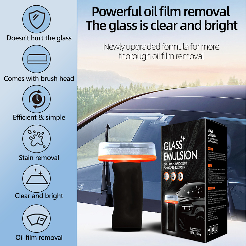 Automotive Oil Film Cleaner Car Windshield Oil Film Remover 180ml w/ Brush Head