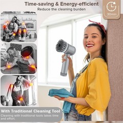 Electric Spin Scrubber Cordless – 5 Brush Heads, Multi-Function Cleaner for Tile
